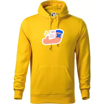 Pánská mikina I am vaccinated - Mikina pánská Cape s kapucí - XL ( Žlutá )