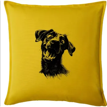 Polštář Černobílá karikatura Labrador tmavý - Polštář 50x50 - 50x50 - Pouze potah ( Žlutá )