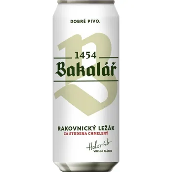 Pivo Bakalář Ležák za studena chmelený plech