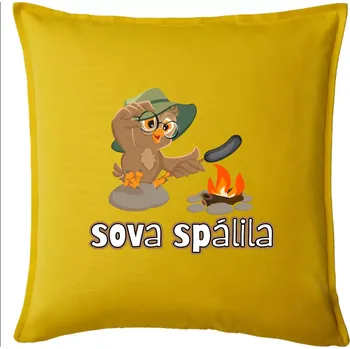 Polštář Sova spálila - Polštář 50x50 - 50x50 - Pouze potah ( Žlutá )