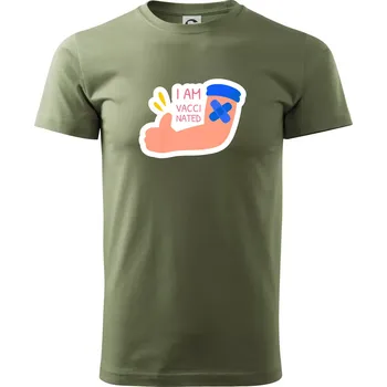 I am vaccinated - Klasické pánské triko vyšší gramáže - M ( Khaki )