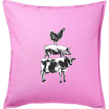 Polštář Slípka prase kravka - Polštář 50x50 - 50x50 - Pouze potah ( Růžová )