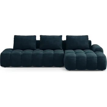 Pohovka Sametová rozkládací/s úložným prostorem rohová pohovka v petrolejové barvě (pravý roh/s lenoškou) Linz – Cosmopolitan Design ID_1798684