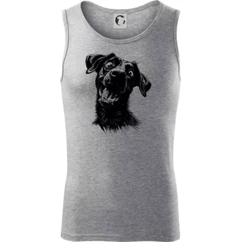Černobílá karikatura Labrador tmavý - Tílko pánské Core - S ( Tmavě šedý melír )