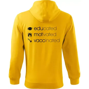 Pánská mikina Educated motivated vaccinated - Mikina s kapucí na zip trendy zipper - 3XL ( Žlutá )