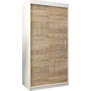 Šatní skříň Šatní skříň s posuvnými dveřmi YORK - 100x200cm -Bílá-Dub Sonoma-
