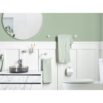 Mýdlenka 6dílná sada koupelnového příslušenství stříbrná hliník Matný pohár a mýdlenka Koupelnové doplňky Moderní Beliani