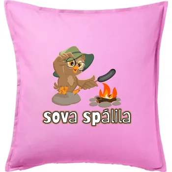 Polštář Sova spálila - Polštář 50x50 - 50x50 - Pouze potah ( Růžová )