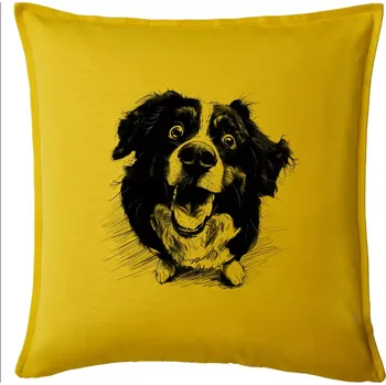 Polštář Černobílá karikatura Bernský salašnický pes - Polštář 50x50 - 50x50 - Pouze potah ( Žlutá )