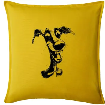 Polštář Černobílá karikatura chrt - Polštář 50x50 - 50x50 - Pouze potah ( Žlutá )