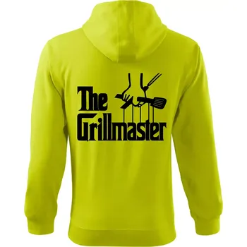 Pánská mikina The Grillmaster - Mikina s kapucí na zip trendy zipper - M ( Limetková )