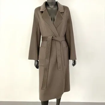 Dámský kabát Best Fashion vlněný kabát s límečkem – podzimní střih z kašmírové směsi Tmavě šedá L