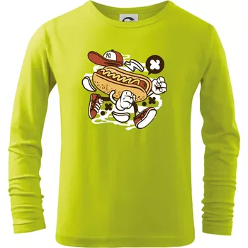 Chlapecké oblečení Hotdogátor - Triko dětské Long Sleeve - 134 cm/8 let ( Limetková )