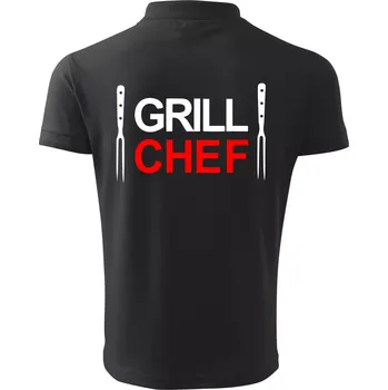 Pánská košile Grilování - Grill Chef - Polokošile pánská Pique Polo 203 - 4XL ( Dřevěné uhlí )