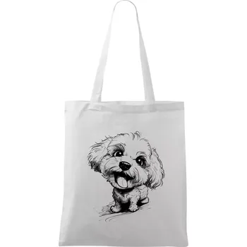 Černobílá karikatura Bišonek - Taška bavlněná - 42 x 38 cm ( Bílá )
