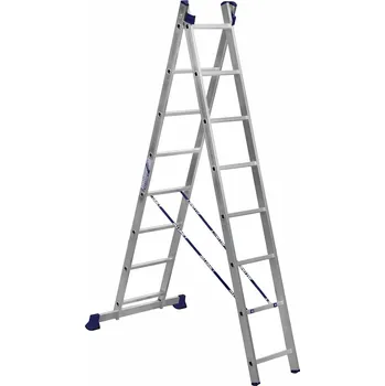 Žebřík ALUMET H2 5208 - hliníkový dvoudílný žebřík 2 x 8 příček