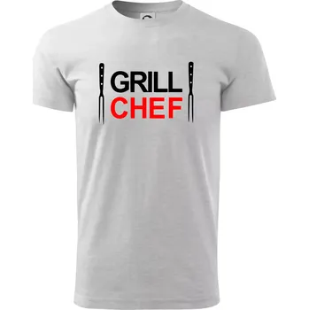 Grilování - Grill Chef - Triko extra velké (5-8XL) - 7XL ( Světlešedý Melír )