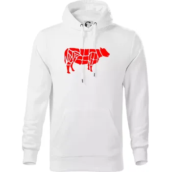 Pánské oblečení Grilování - Grill Chef - Kráva - Mikina pánská Cape s kapucí - 4XL ( Bílá )