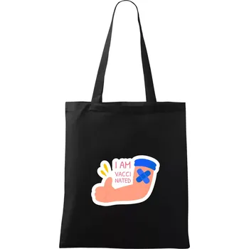 Nákupní taška I am vaccinated - Taška bavlněná - 42 x 38 cm ( Černá )