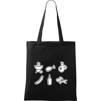 Nákupní taška Grilovací ikony - Taška bavlněná - 42 x 38 cm ( Černá )