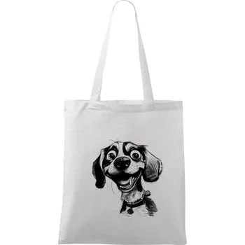 Nákupní taška Černobílá karikatura bígl - Taška bavlněná - 42 x 38 cm ( Bílá )