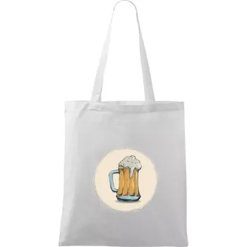 Nákupní taška Pivečko ke grilu - Taška bavlněná - 42 x 38 cm ( Bílá )