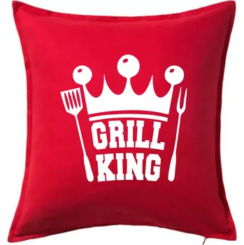 Polštář Grilování - Grill King - Polštář 50x50 - 50x50 - Pouze potah ( Červená )