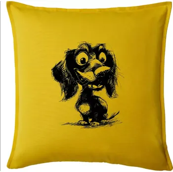 Polštář Černobílá karikatura jezevčík - Polštář 50x50 - 50x50 - Pouze potah ( Žlutá )