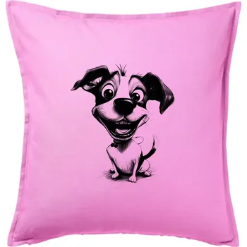 Polštář Černobílá karikatura Jack Russell teriér - Polštář 50x50 - 50x50 - Pouze potah ( Růžová )