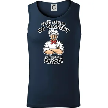 Lepší břicho od slaniny než hrb od práce - Tílko pánské Core - S ( Námořní modrá (velmi tmavá - téměř černá) )