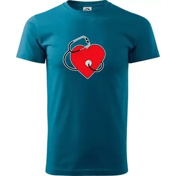 Pánské tričko Internista srdce - Klasické pánské triko vyšší gramáže - 4XL ( Petrolejová )