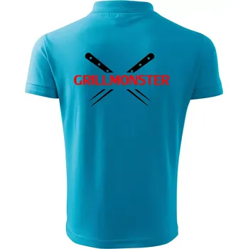 Pánská košile Grilování - Grillmonster - Polokošile pánská Pique Polo 203 - 4XL ( Světlý tyrkys )