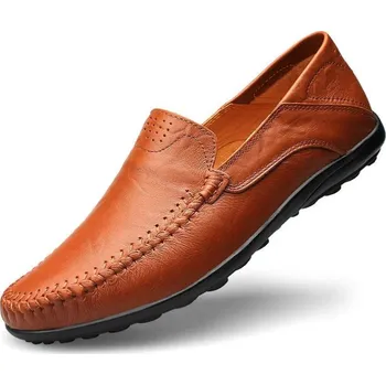 Pánské mokasíny Pánské kožené mokasíny s měkkou podrážkou Velikost: 45, Barva (Varianta): Červená