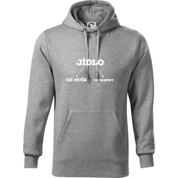 Pánská mikina Rozdělení jídla - Mikina pánská Cape s kapucí - 5XL ( Tmavě šedý melír )