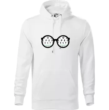 Pánská mikina Brýle optika - Mikina pánská Cape s kapucí - 5XL ( Bílá )