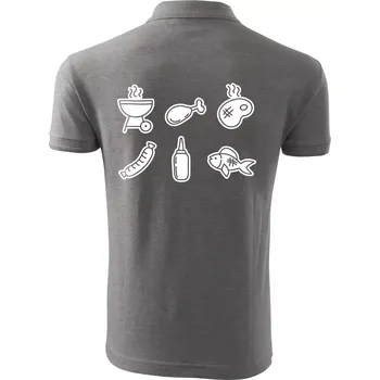 Pánská košile Grilovací ikony - Polokošile pánská Pique Polo 203 - 4XL ( Tmavě šedý melír )