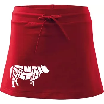 Dámská sukně Grilování - Grill Chef - Kráva - Sportovní sukně - two in one - XS ( Červená )