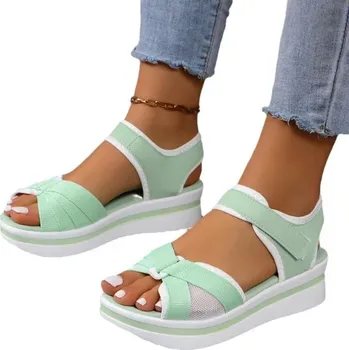 Dámské sandále Dámské sandály s pásky Barva: Zelená, Velikost: 40