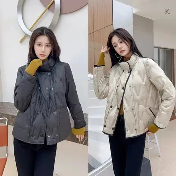 Dámská parka bunda s dvojitým zapínáním – krátká péřová parka Barva: Černá, Velikost: XL