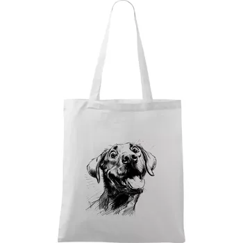 Černobílá karikatura Labrador světlý - Taška bavlněná - 42 x 38 cm ( Bílá )