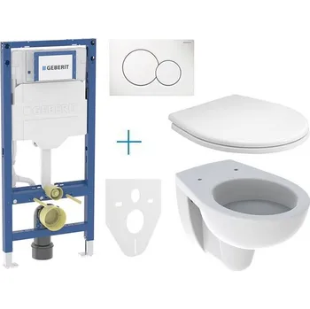 WC sada Geberit + Kolo Set předstěnové instalace Duofix + klozet a sedátko Kolo Rekord + tlačítko Sigma01, alpská bílá