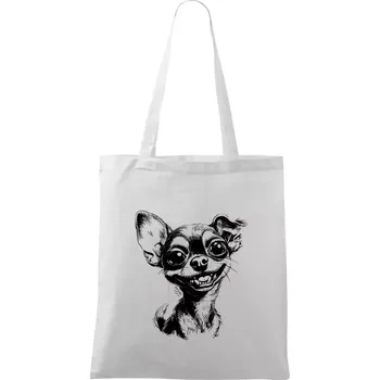 Nákupní taška Černobílá karikatura čivava - Taška bavlněná - 42 x 38 cm ( Bílá )