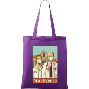 Covid - real heroes - Taška bavlněná - 42 x 38 cm ( Fialová )