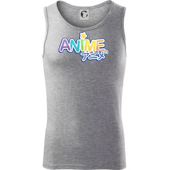 Anime nápis duhový - Tílko pánské Core - M ( Tmavě šedý melír )