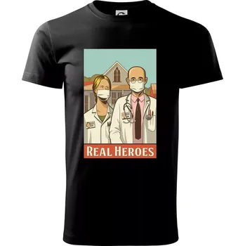 Pánské tričko Covid - real heroes - Triko extra velké (5-8XL) - 7XL ( Černá )