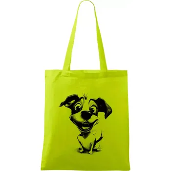 Černobílá karikatura Jack Russell teriér - Taška bavlněná - 42 x 38 cm ( Limetková )