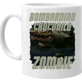 Žertovný předmět Bombardino Crocodilo zombie - krokodýl bombardér - Italian Brainrot - hrnek s potiskem- Tričkový.cz