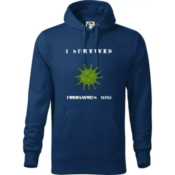 Pánská mikina I Survived coronavirus 2020 - Mikina pánská Cape s kapucí - 2XL ( Půlnoční modrá )