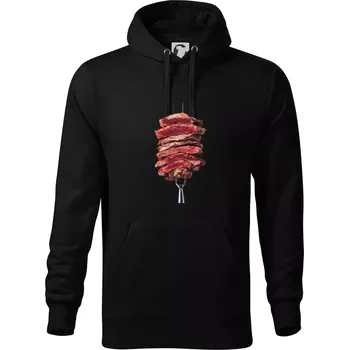 Pánská mikina Steak vidlička - Mikina pánská Cape s kapucí - 4XL ( Černá )