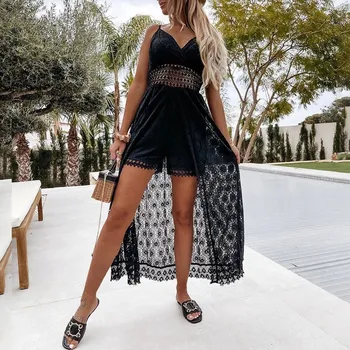 Dámský overall Letní overal s výstřihem – plážový model Barva: Černá, Velikost: XL